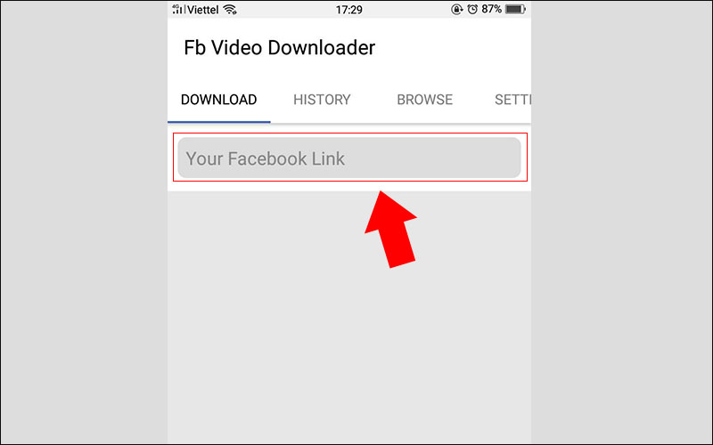 Dán liên kết của video bạn muốn tải vào ô Your Facebook Link